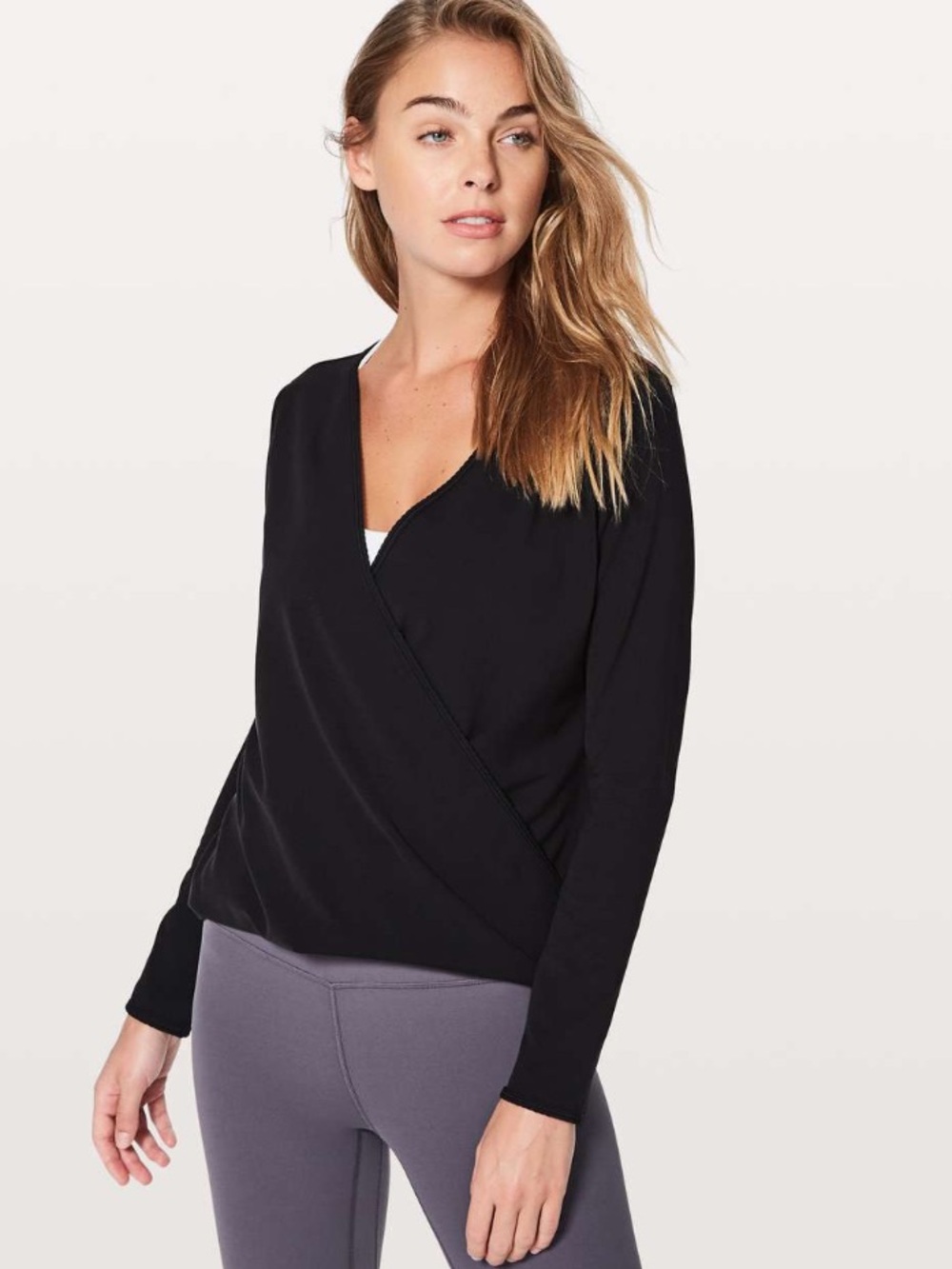 #1026 Lululemon Full Freedom Long Sleeve Black Nulu Wrap Top Size 6